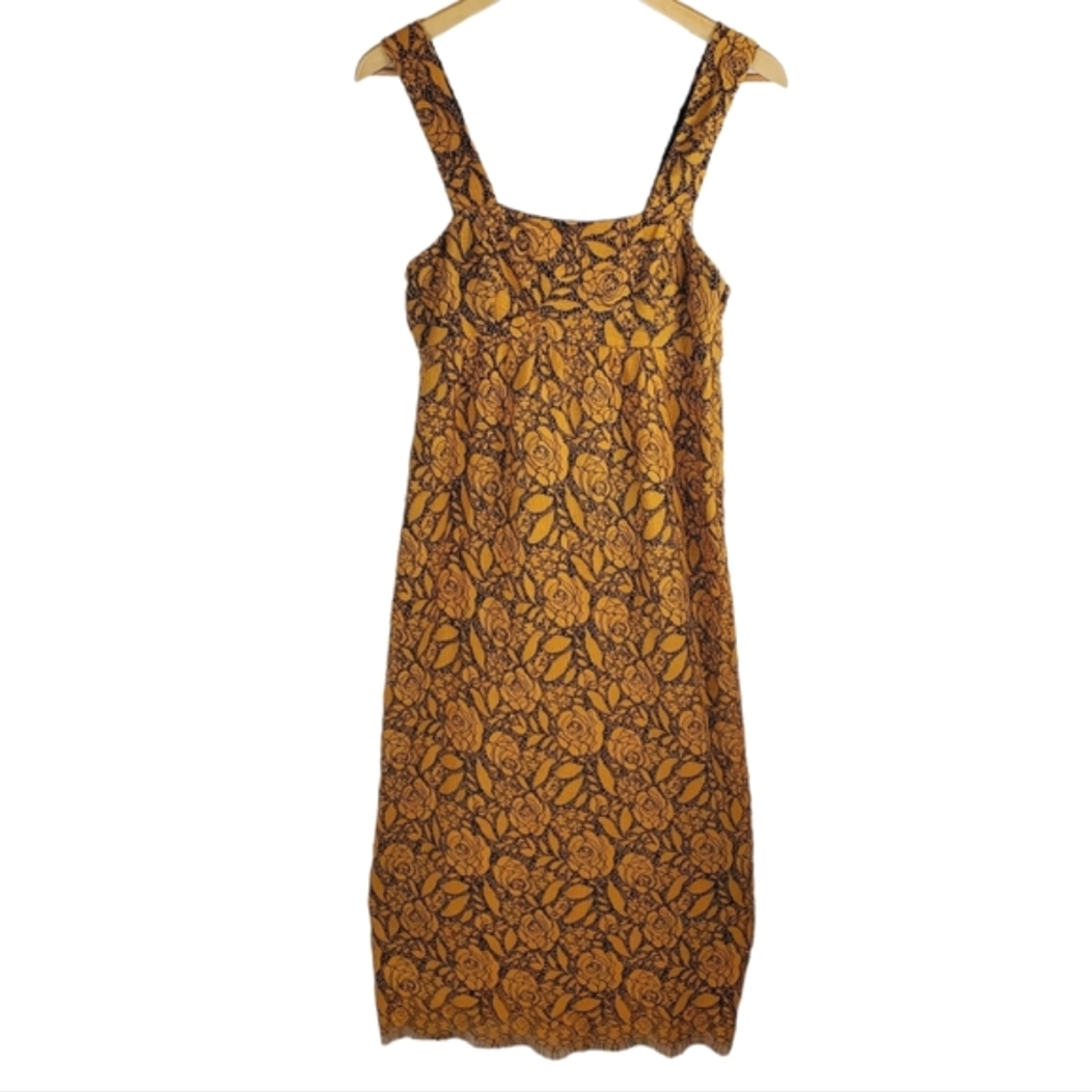 Jenni Kayne Sleeveless lace Dress Medium length size 6 yellow mustard